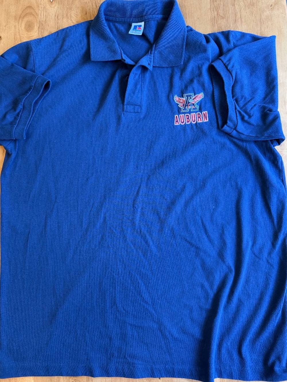 Vintage Russell Athletic Auburn Tigers Polo Shirt Blue Mens XL Made in USA 387